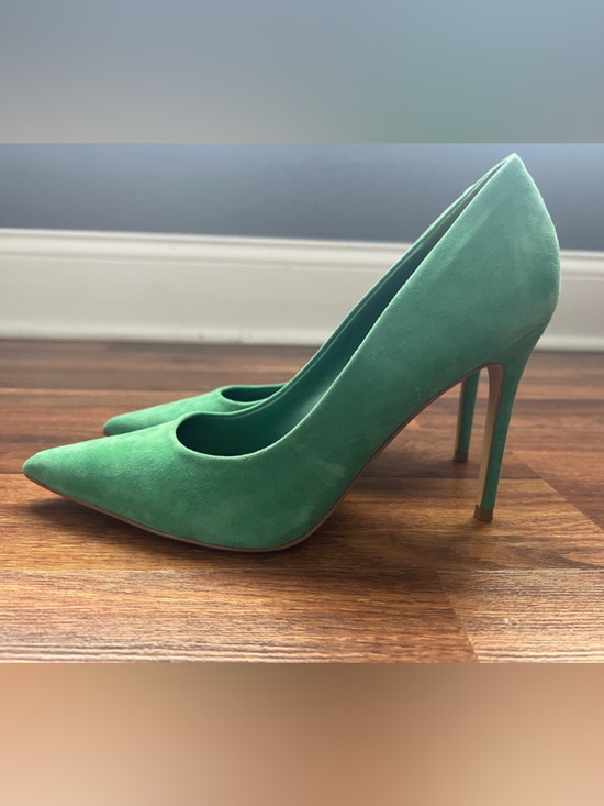 Nine West Shoes - Nine West Green Suede Pointed-Toe Stiletto Pumps Size 8